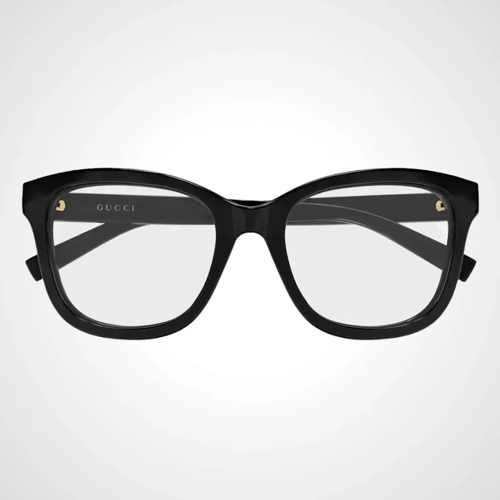 New GUCCI Eyeglasses 53-19-140 Black Square GG Logo Red Green Web Women Rx-able - Picture 2 of 4